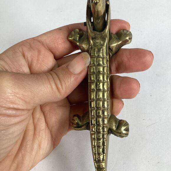 Vintage Solid Brass Alligator Crocodile Nutcracker - Picture 7 of 15